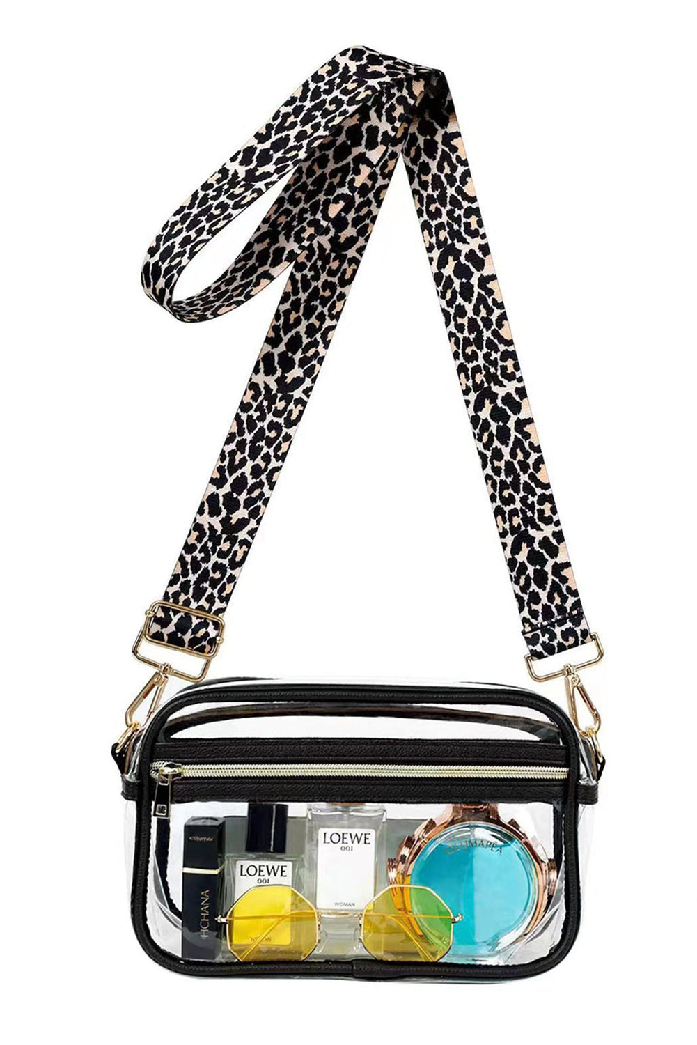 Black Leopard Strap Crossbody RTS