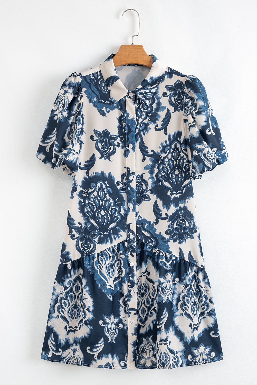 Blue Boho Floral Mini Dress RTS