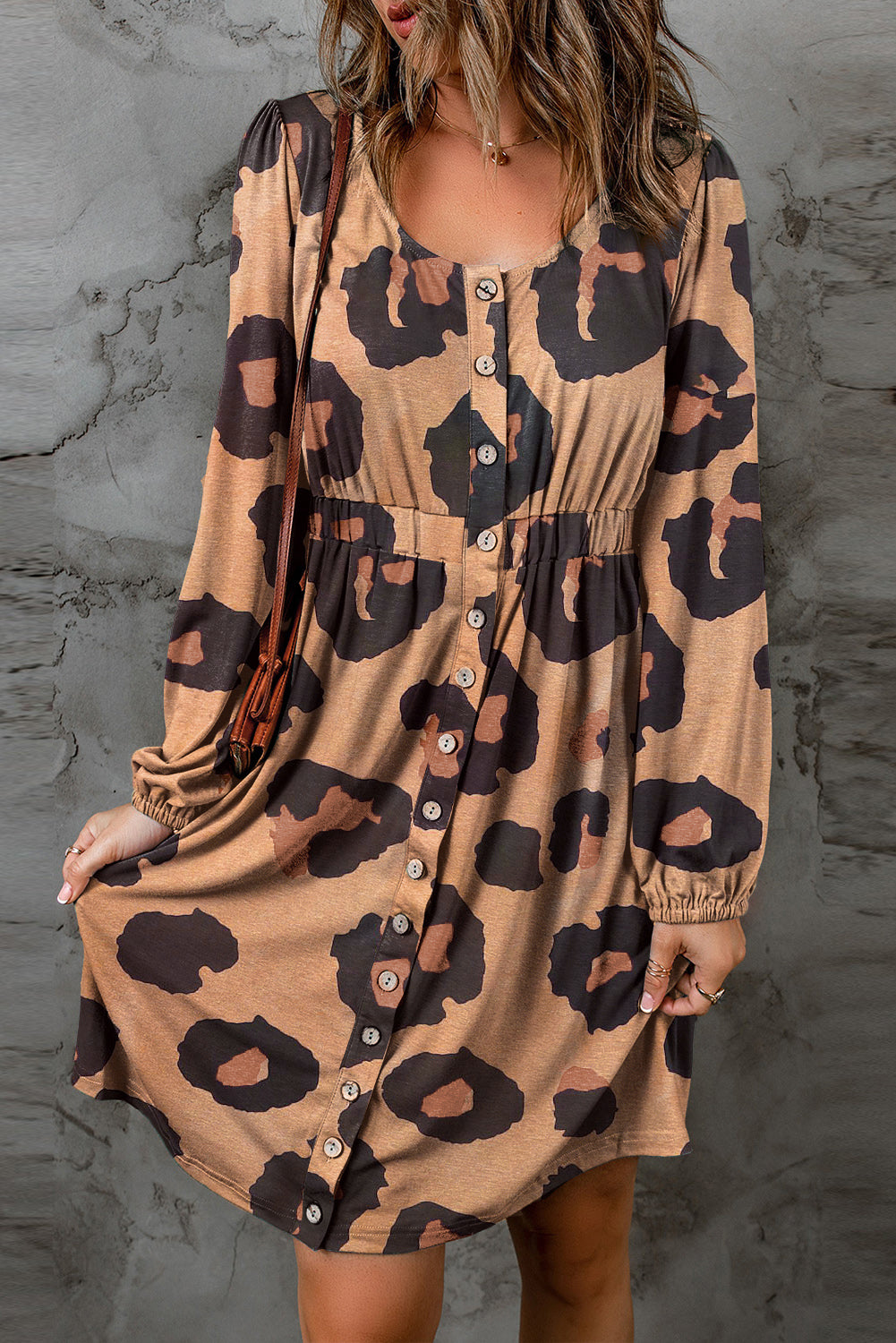 Leopard Bubble Sleeve Dress FB