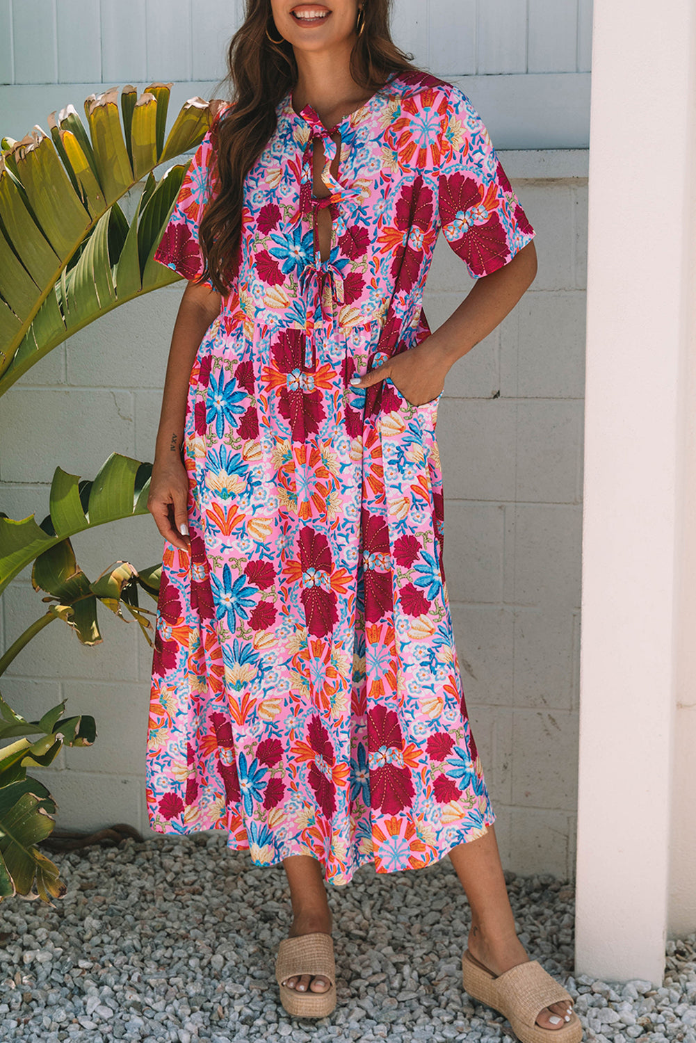 Rose Floral Tied Front Dress RTS