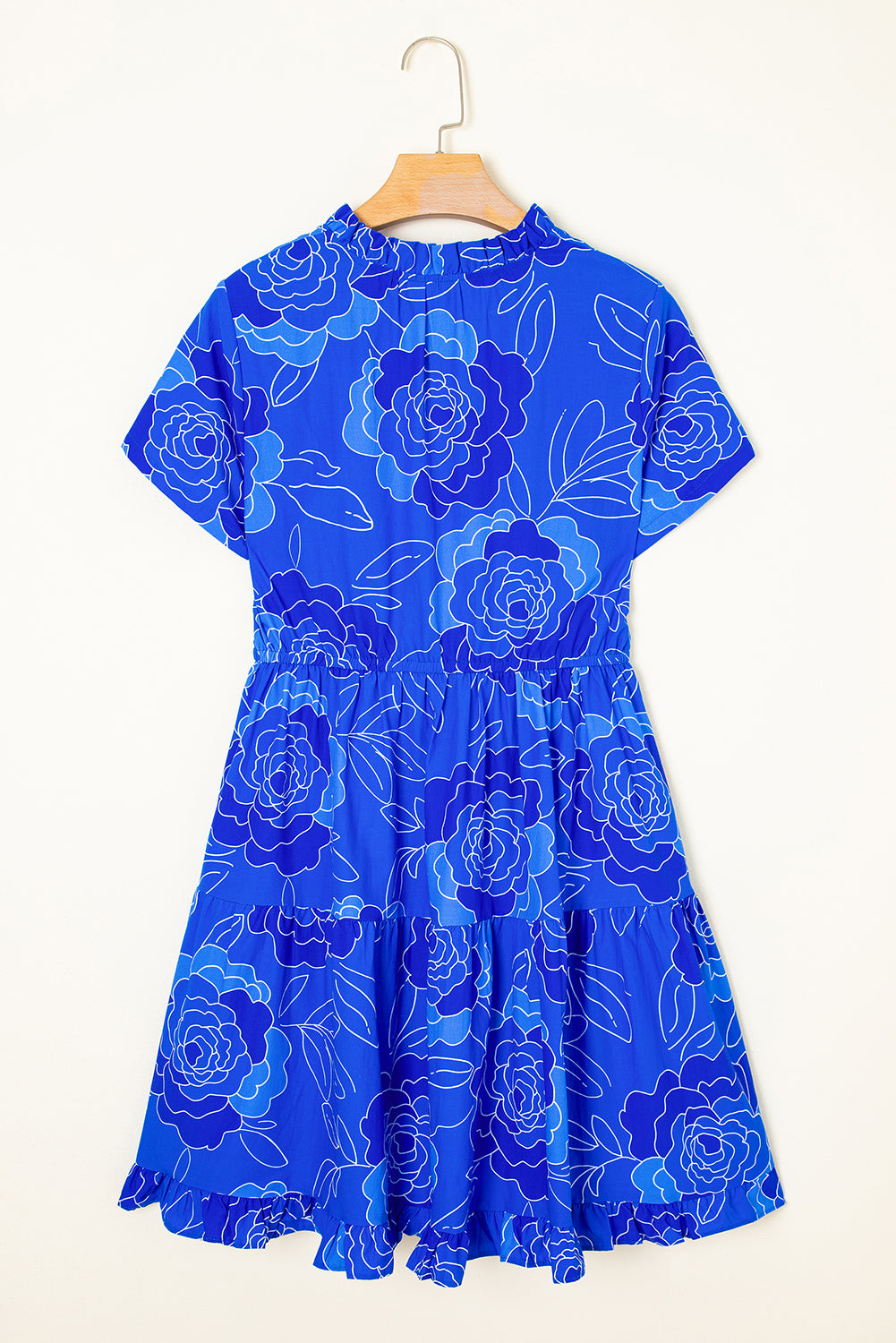 Blue Floral Ruffle Dress RTS