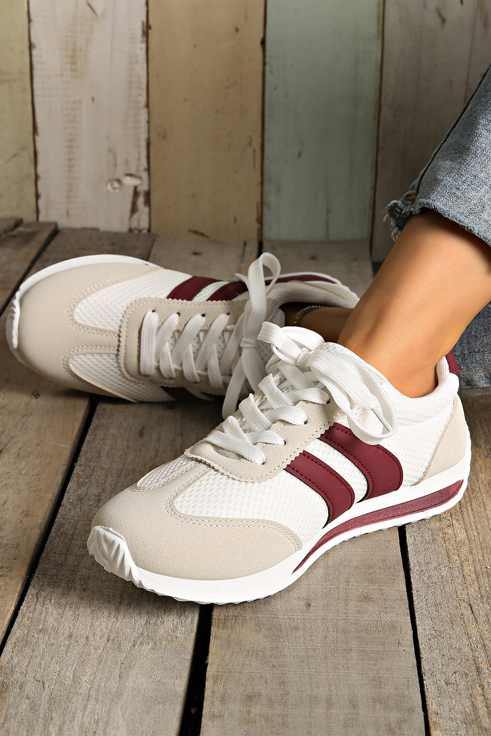 Burgundy Patchwork Sneakers NEW RTS