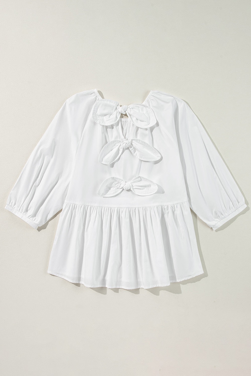 White Bowknot Blouse