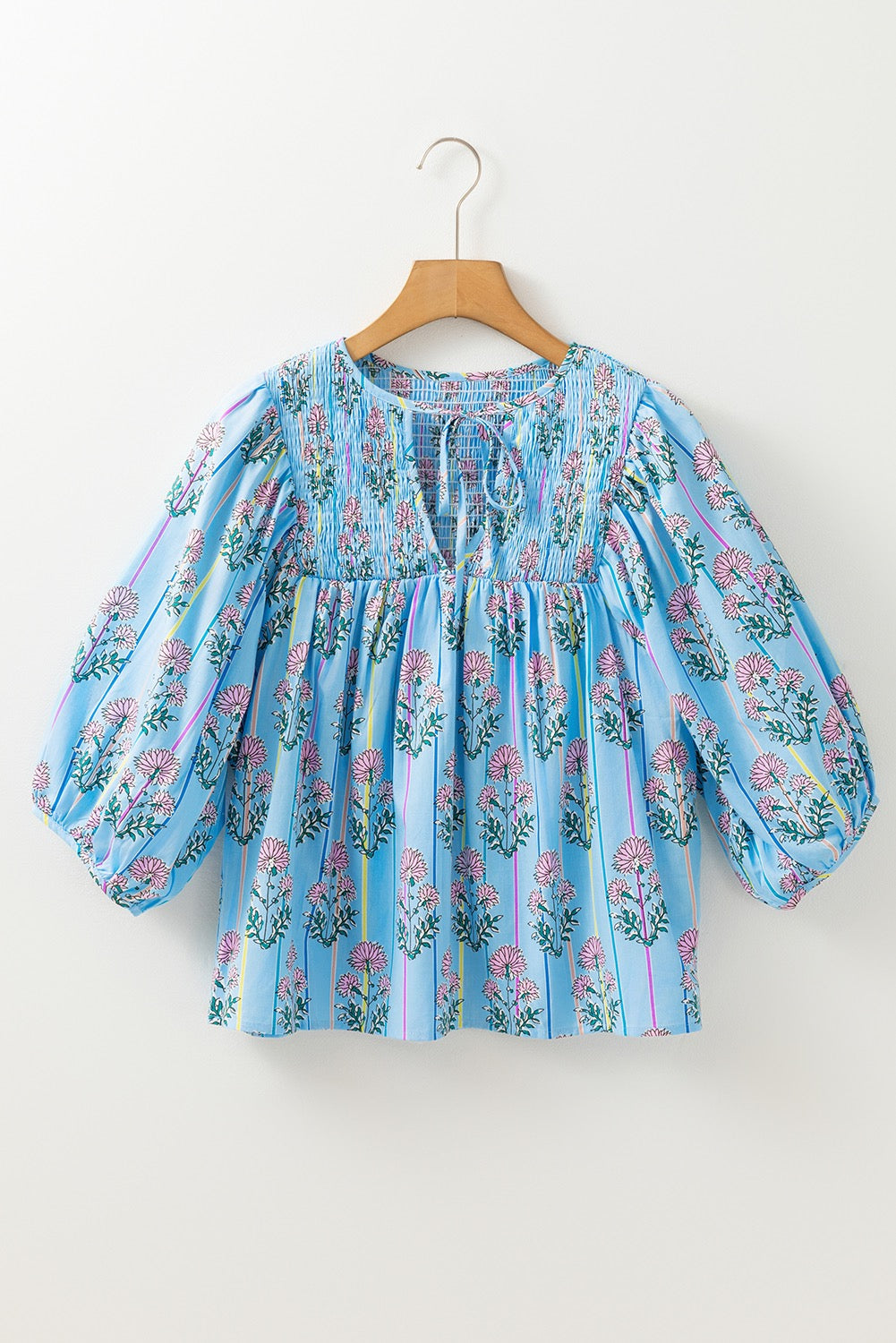 Sky Blue Floral Blouse RTS