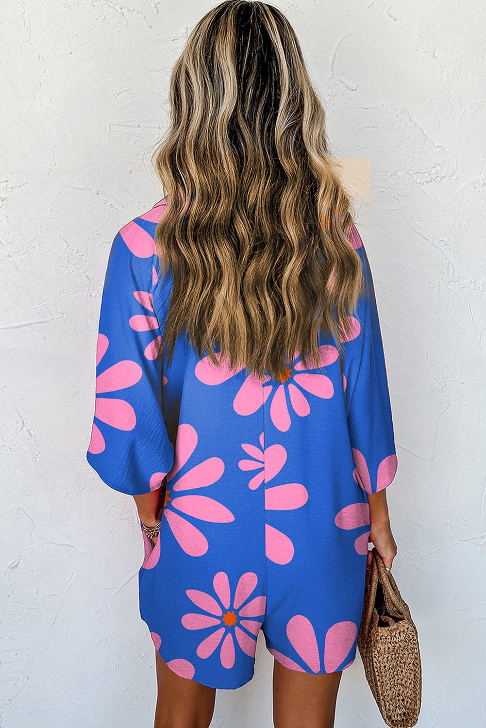 Blue Flower Print Romper RTS
