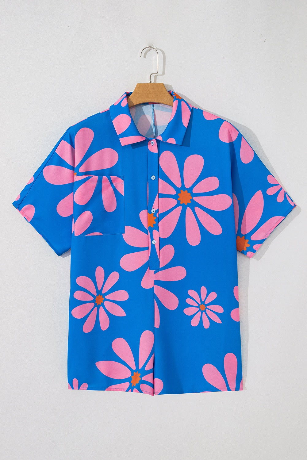 Blue Flower Print Romper RTS