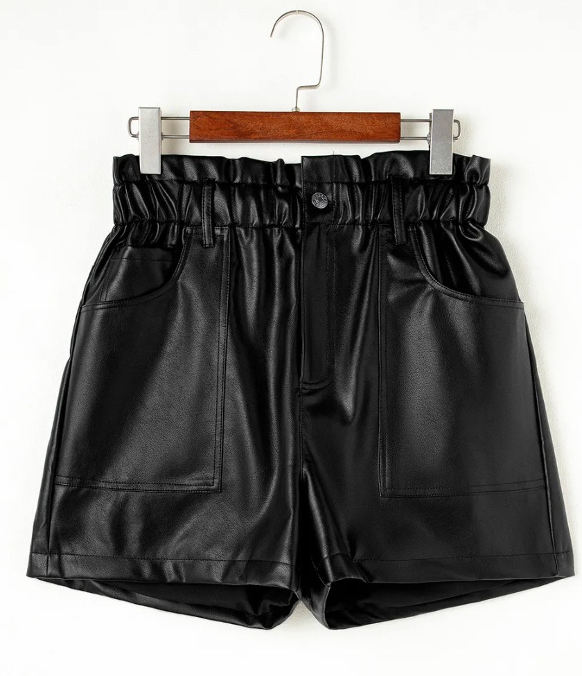 FAUX LEATHER PAPER BAG SHORTS-OOTD