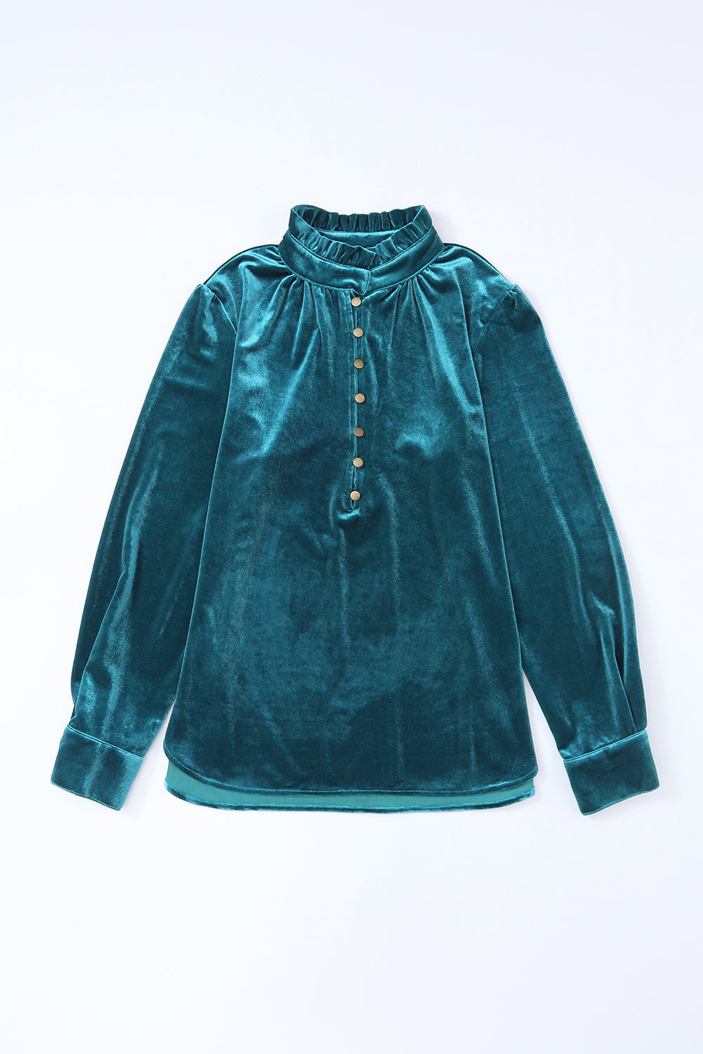Green Velvet Frilled Neck Top