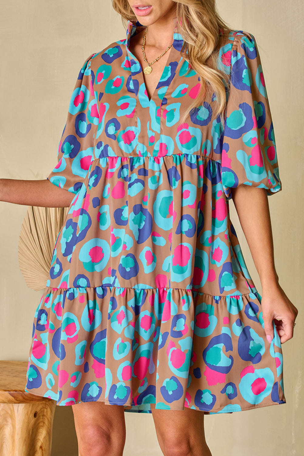 Blue Abstract Leopard Dress RTS