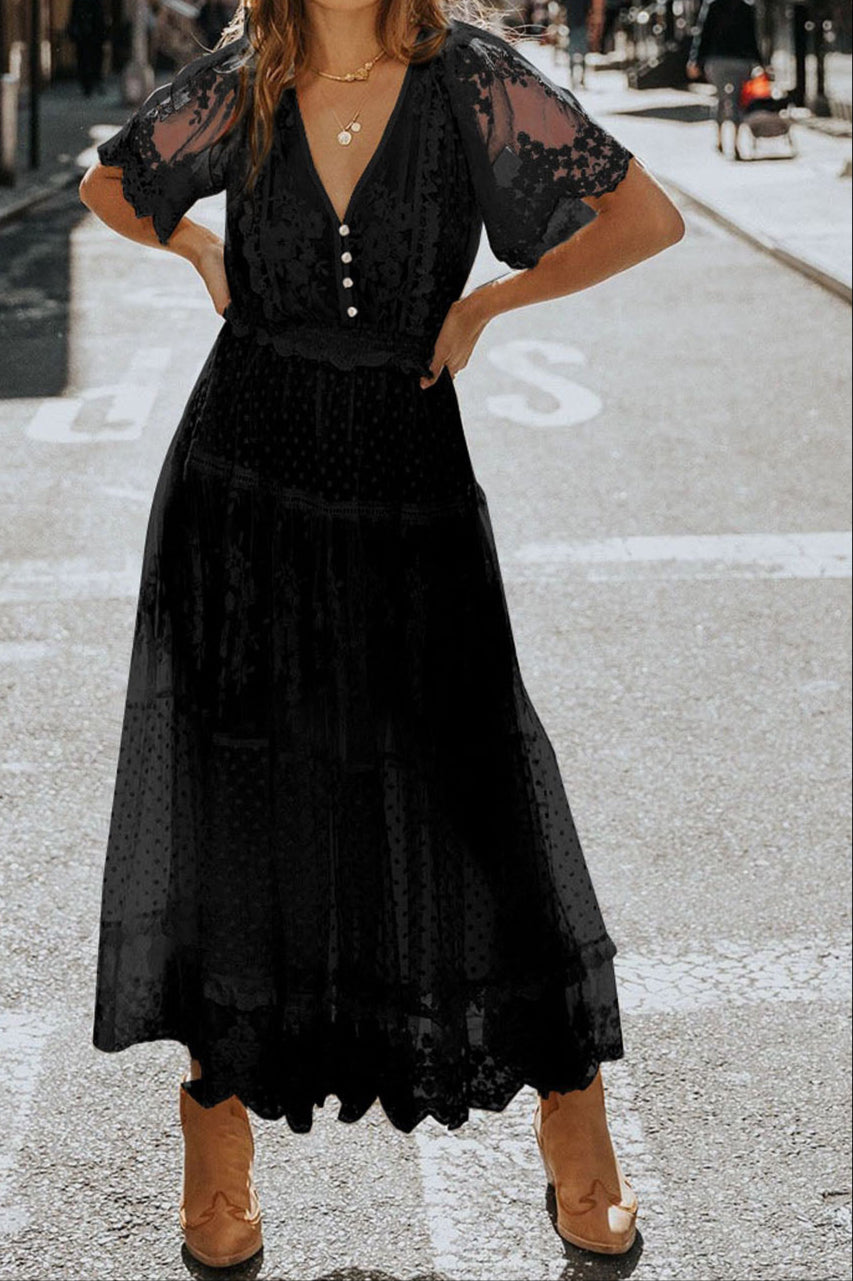 Black Lace Maxi Dress RTS