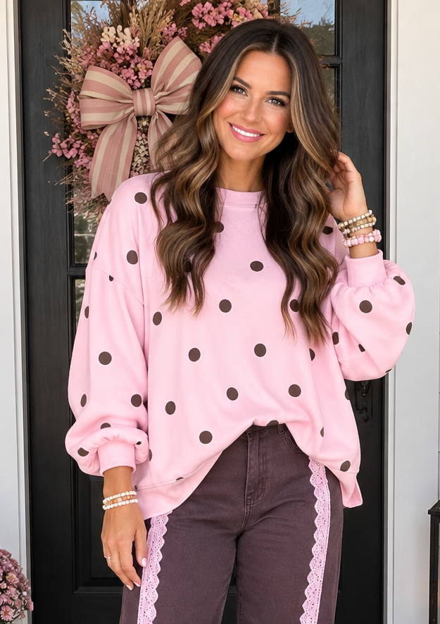 Pink Polka Dot Pullover