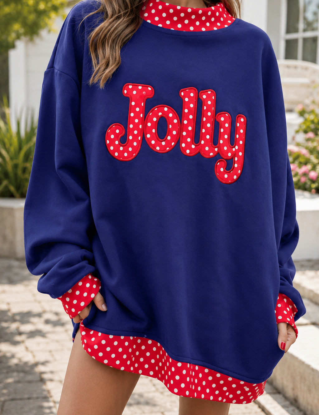 Polka Dot Slogan Sweatshirt