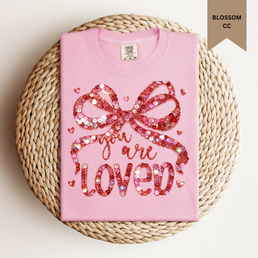 You Are Loved Faux Sequin Tee.