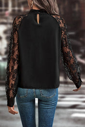 Black Floral Lace Blouse