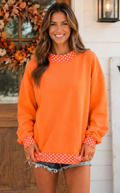 Polka Dot Trim Sweatshirt