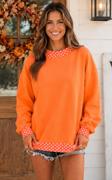 Polka Dot Trim Sweatshirt