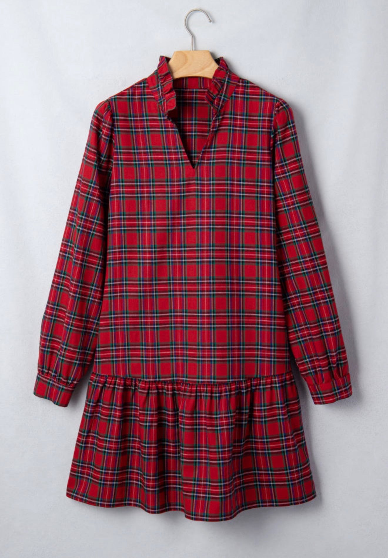 Red Plaid Shift Mini Dress