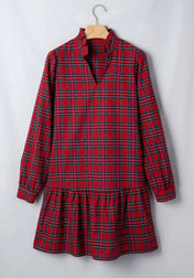 Red Plaid Shift Mini Dress