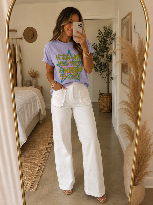 White Scalloped Jeans