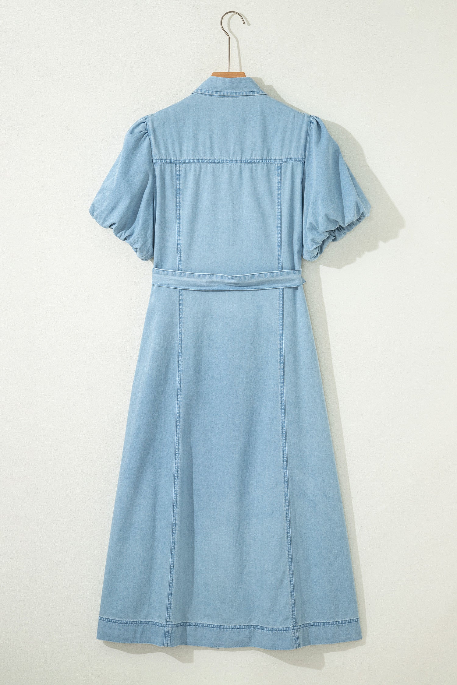 Bubble Sleeve Long Denim Dress