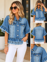 Blue Jean Ruffle Jacket Full Run RTS