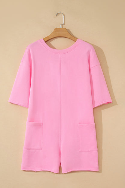 Pink Raw Edge Loose Romper New RTS