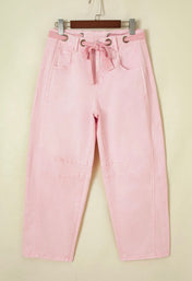 Tie-Waist Barrel Jeans