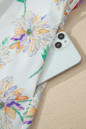 White Floral Belted Maxi Dress
