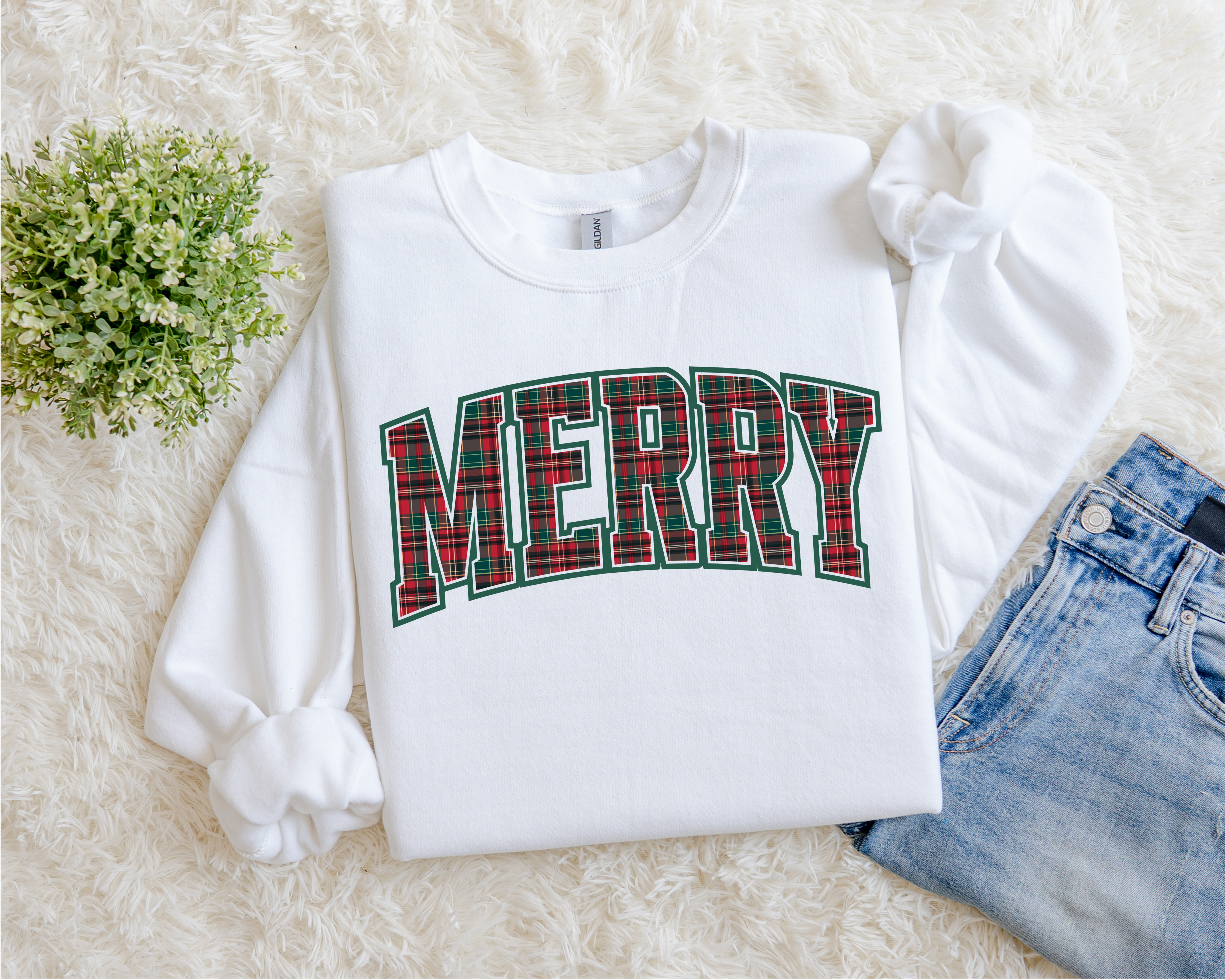 Plaid Merry Sweatshirt.