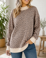 Leopard Ribbed Cuffs Sweatshirt Full Run RTS