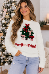 White Christmas Tree Bow Sweatshirt Full Run RTS