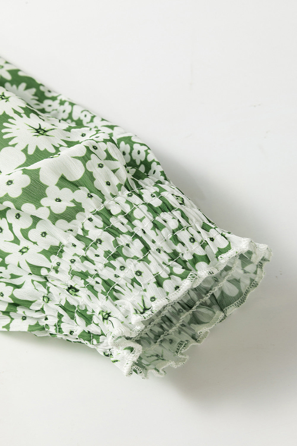 Green Floral Shirred Dress Full Run RTS