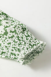 Green Floral Shirred Dress Full Run RTS