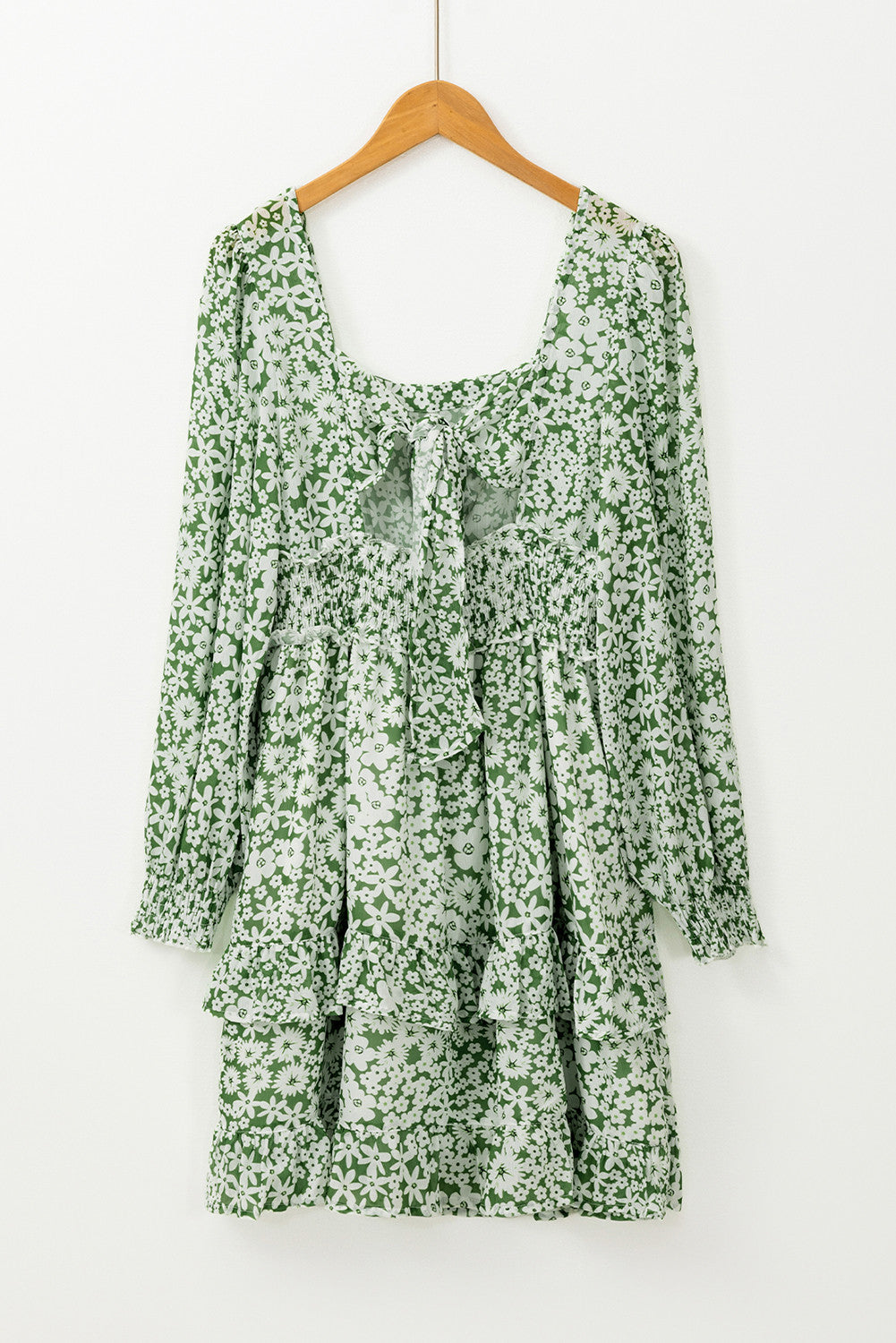 Green Floral Shirred Dress Full Run RTS