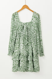 Green Floral Shirred Dress Full Run RTS