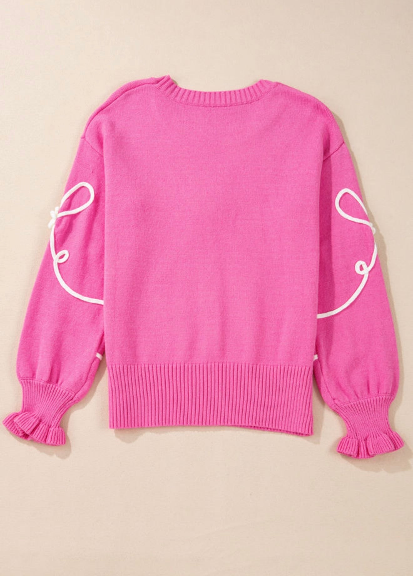 Pink Bow Trim Sweater