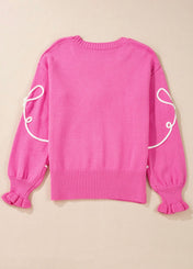Pink Bow Trim Sweater