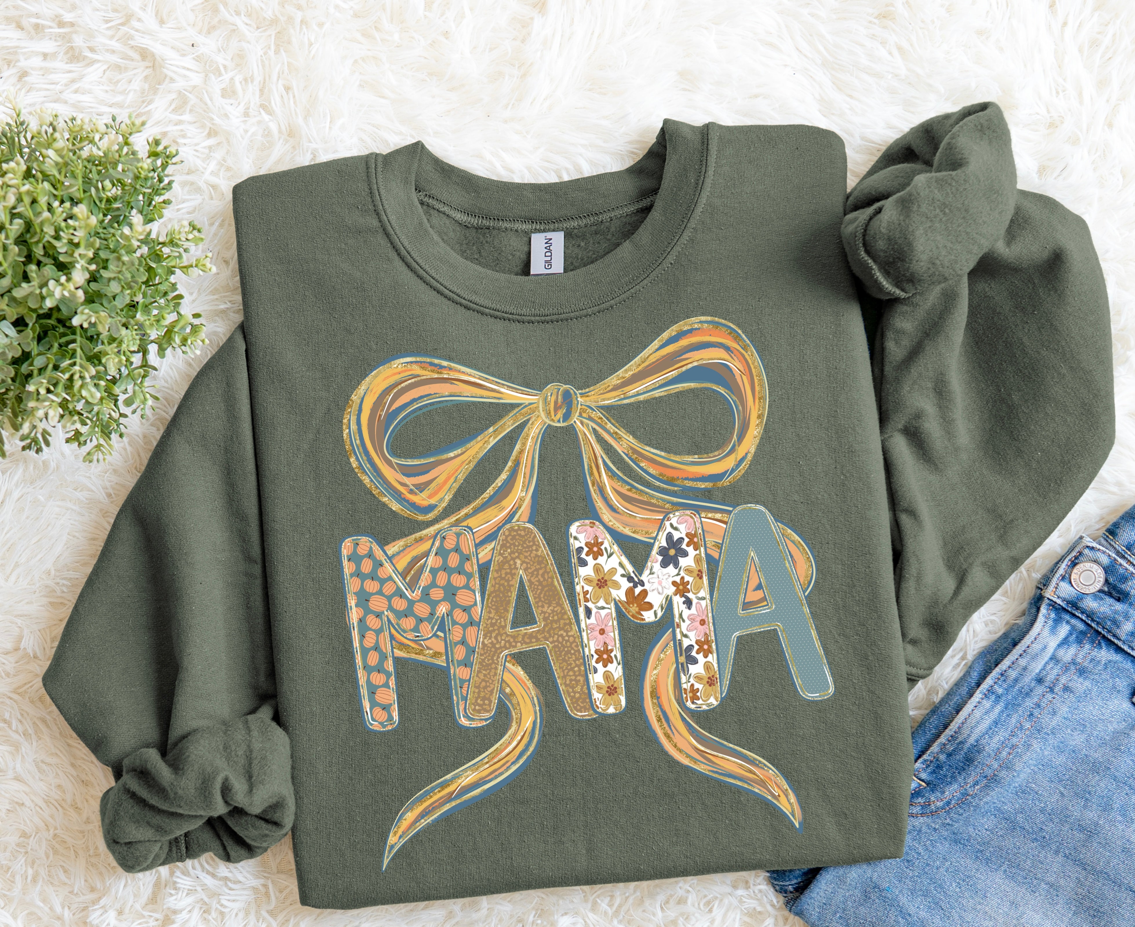 Mama Fall Bow Sweatshirt.