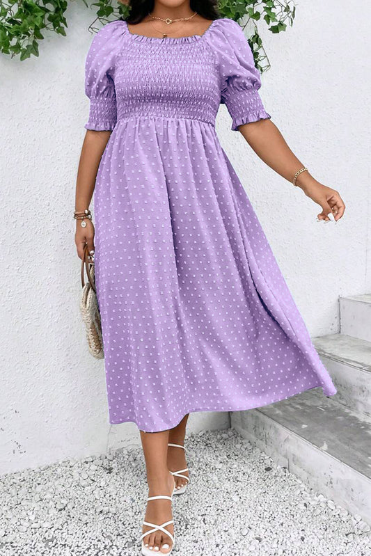 Purple Swiss Dot Plus Size Dress