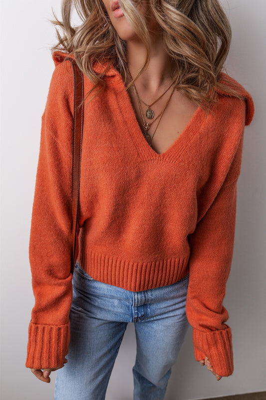 V Neck Ribbed Sweater FB