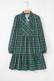 Green Plus Size Plaid Frilly Dress Full Run RTS