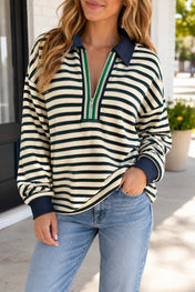 Striped V Neck Top