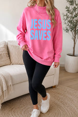 Pink JESUS SAVES Mock Sweatshirt Full Run RTS