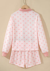 Pink Polka Dot Polo Patch Pocket Short Set