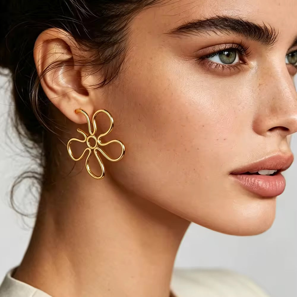Floral Gold Plated Earrings New RTS