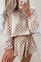 Khaki Checkered Skort Set New RTS
