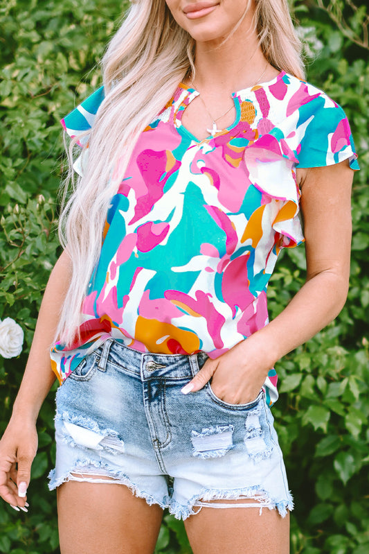 Abstract Flutter Blouse New RTS