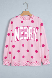 Pink Polka Dot Merry Sweatshirt