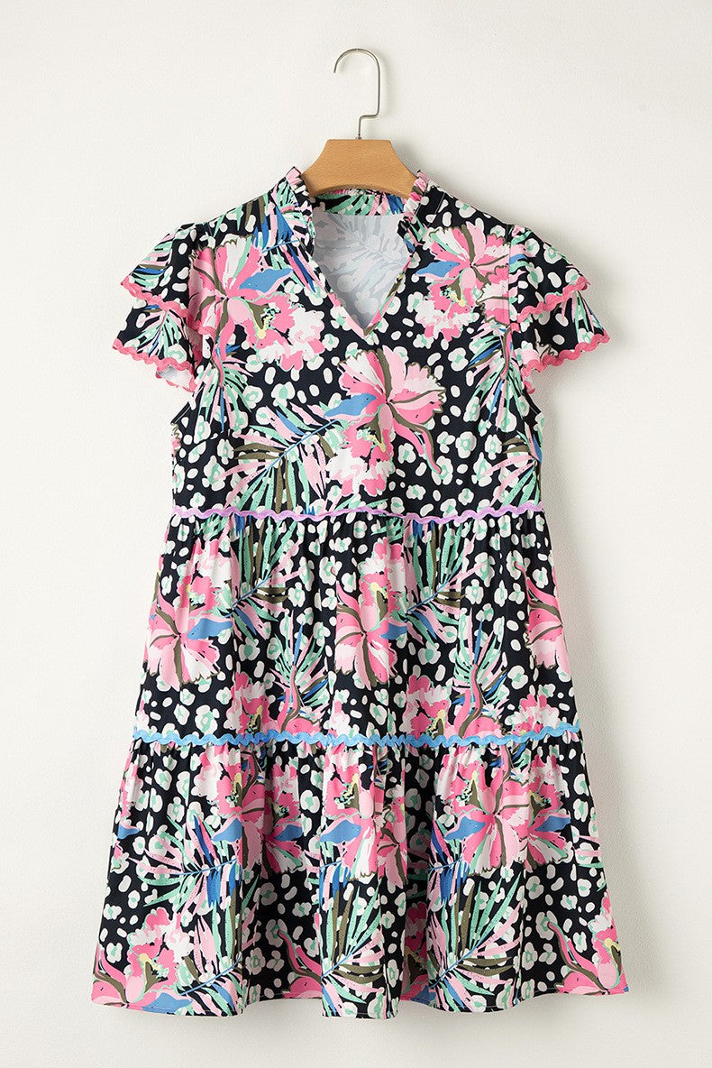 Pink Floral and Leopard Print Dress