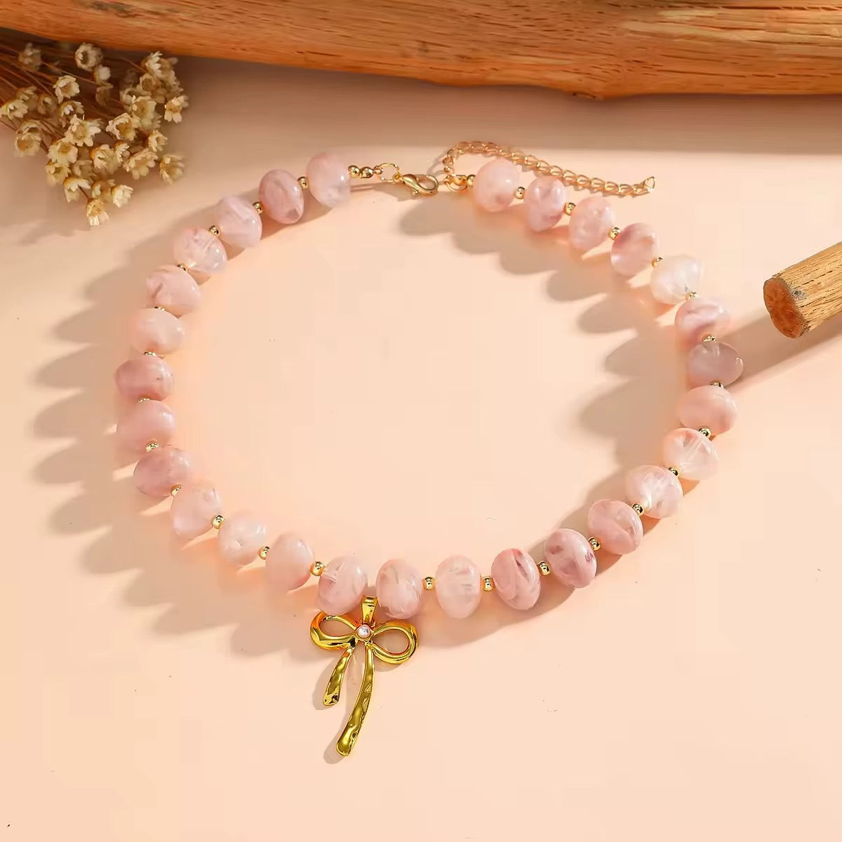 Beaded Bow Necklace